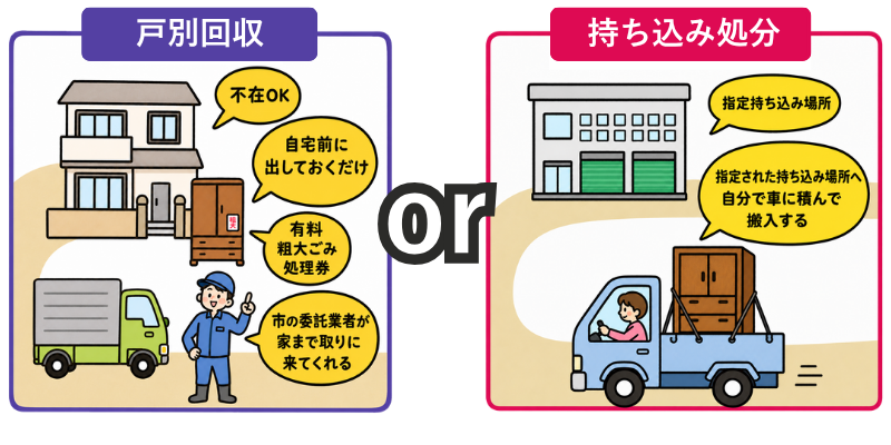 戸別回収と持ち込み処分の違い PC表示